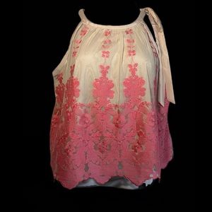 David Meister Pink Lace Lined Formal Tank Top